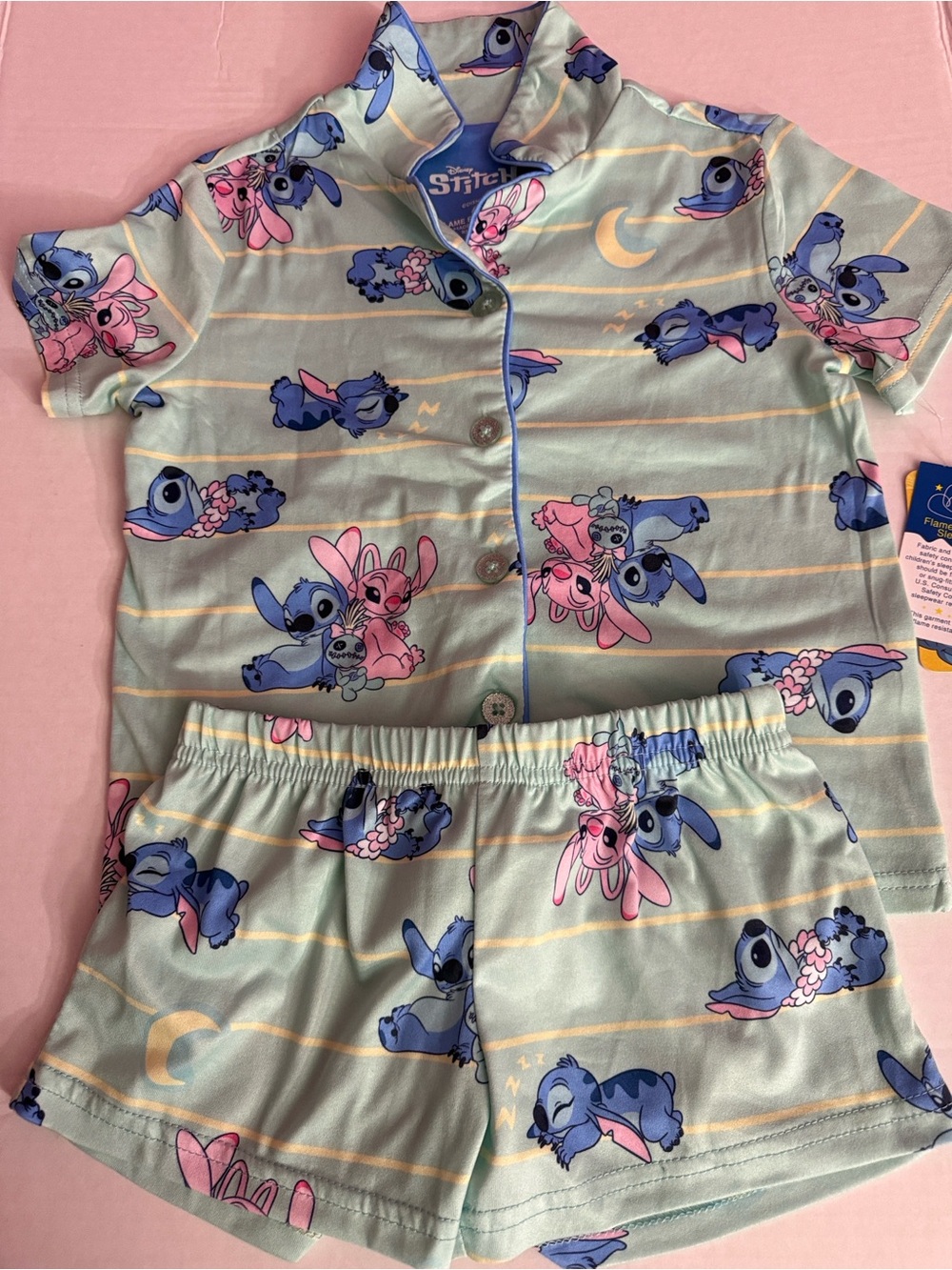 Disney Mint and Pink Lilo & Stitch Short Pajama Set